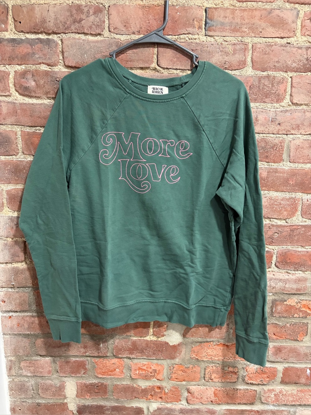 Anthropologie Forest Green "More Love" Crewneck Graphic Sweatshirt size small
